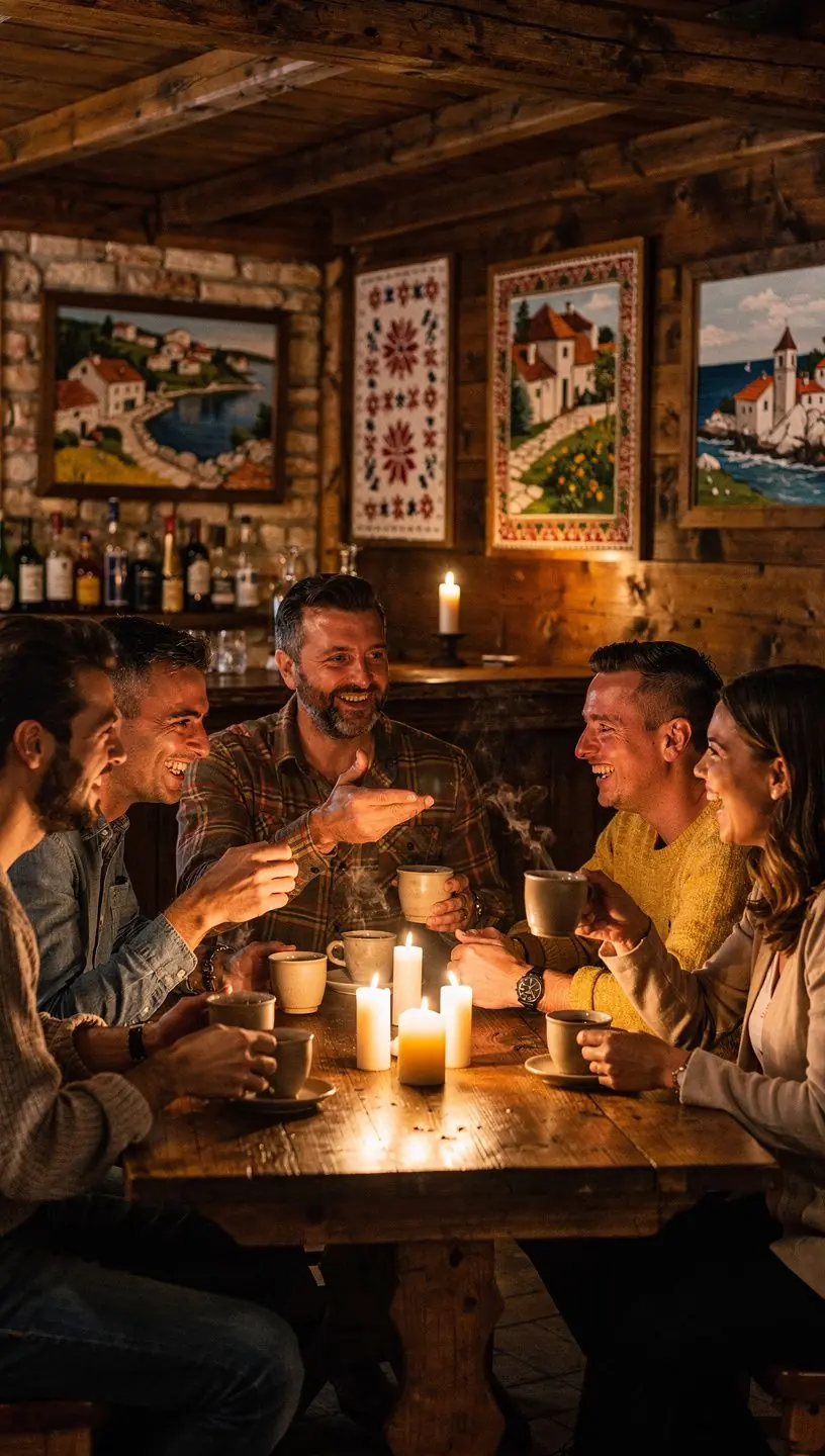 Muškarac opušteno sjedi u fotelji s čašom čaja u ruci, uživajući u mirnom trenutku.