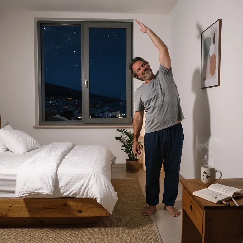 Pogled na mirnu noćnu scenu s mjesecom i zvijezdama iznad čajnog vrta